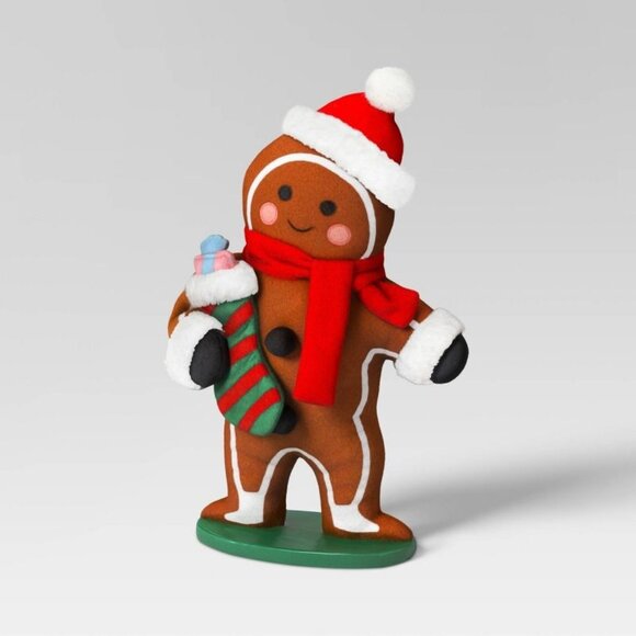 18" Fabric Gingerbread Man Holding Stocking Christmas - Target Wondershop 2023 - Picture 1 of 8